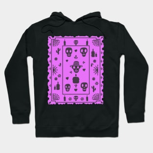 Dia De Los Muertos - purple - Papel Picado - black skulls Hoodie